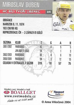 2004-05 Czech OFS #86 Miroslav Duben Back