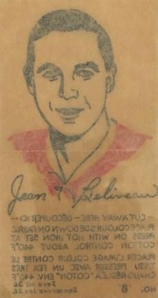1962-63 York Peanut Butter Iron-On Transfers #8 Jean Beliveau Back