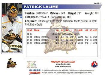 2005-06 Choice Peoria Rivermen (AHL) #22 Patrick Lalime Back