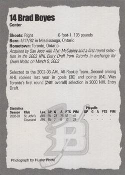 2003-04 Cleveland Barons (AHL) #NNO Brad Boyes Back
