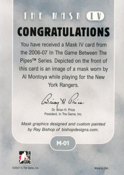 2006-07 In The Game Between The Pipes - The Mask IV Toronto Spring Expo #M-01 Al Montoya Back