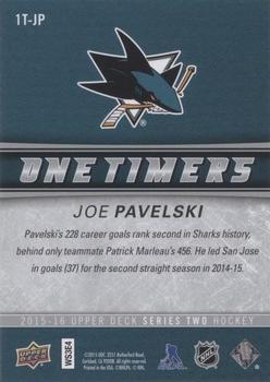 2015-16 Upper Deck - One Timers #1T-JP Joe Pavelski Back