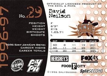 1996-97 SplitSecond Knoxville Cherokees (ECHL) #18 David Neilson Back