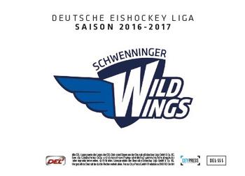 2016-17 German DEL Playercards Basic #DEL-555 Schwenninger Wild Wings Back