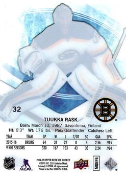 2016-17 Upper Deck Ice #32 Tuukka Rask Back