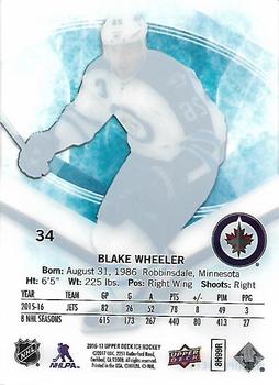 2016-17 Upper Deck Ice #34 Blake Wheeler Back