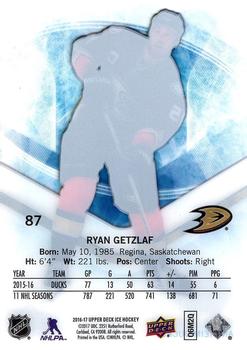 2016-17 Upper Deck Ice #87 Ryan Getzlaf Back