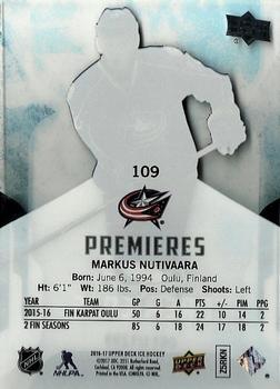 2016-17 Upper Deck Ice #109 Markus Nutivaara Back