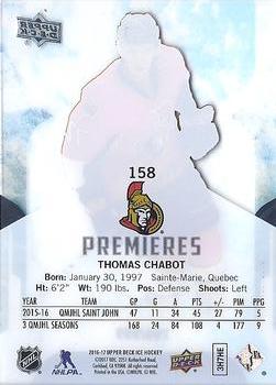 2016-17 Upper Deck Ice #158 Thomas Chabot Back