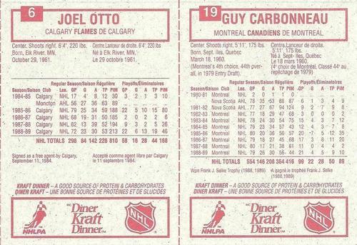 1989-90 Kraft - Panels #6 / 19 Joel Otto / Guy Carbonneau Back