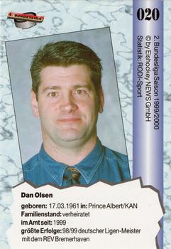 1999-00 Eishockey News 2.Bundesliga Germany #020 Dan Olsen Back