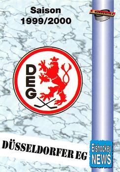 1999-00 Eishockey News 2.Bundesliga Germany #084 Vereinskarte Dusseldorfer EG Front