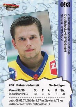 1999-00 Eishockey News 2.Bundesliga Germany #098 Rafael Jedamzik Back