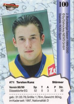 1999-00 Eishockey News 2.Bundesliga Germany #100 Torsten Kunz Back