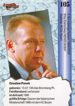 1999-00 Eishockey News 2.Bundesliga Germany #105 Czeslaw Panek Back
