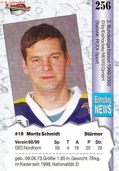 1999-00 Eishockey News 2.Bundesliga Germany #256 Moritz Schmidt Back