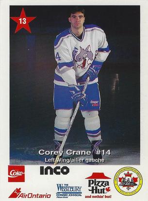 1992-93 Sudbury Wolves (OHL) Police #13 Corey Crane Front