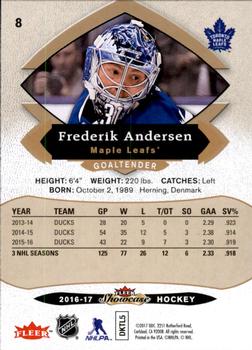 2016-17 Fleer Showcase #8 Frederik Andersen Back