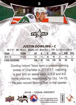 2016-17 Upper Deck AHL #9 Justin Dowling Back