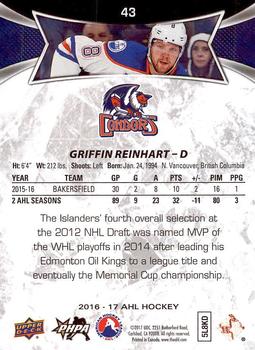 2016-17 Upper Deck AHL #43 Griffin Reinhart Back