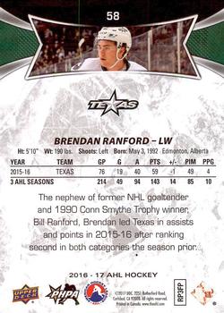 2016-17 Upper Deck AHL #58 Brendan Ranford Back