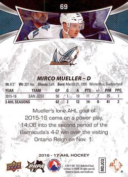 2016-17 Upper Deck AHL #69 Mirco Mueller Back