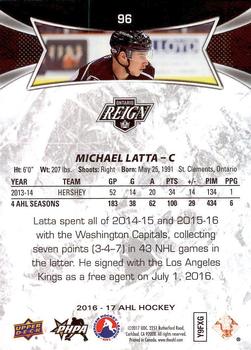 2016-17 Upper Deck AHL #96 Michael Latta Back