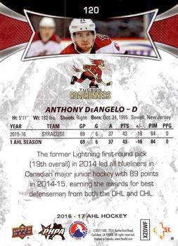 2016-17 Upper Deck AHL #120 Anthony DeAngelo Back