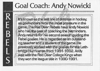 1993-94 Red Deer Rebels (WHL) #NNO Andy Nowicki Back