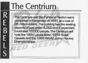 1993-94 Red Deer Rebels (WHL) #NNO Rebels Arena Back