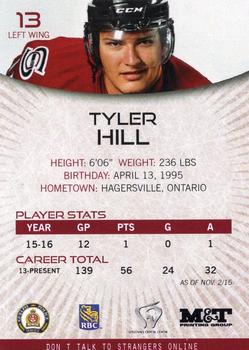 2015-16 M&T Printing Guelph Storm (OHL) #A-06 Tyler Hill Back