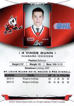 2015-16 Extreme Niagara IceDogs (OHL) #3 Vince Dunn Back