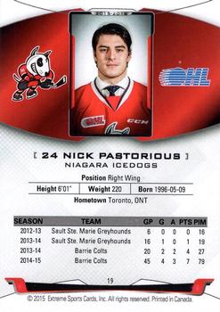 2015-16 Extreme Niagara IceDogs (OHL) #19 Nick Pastorious Back