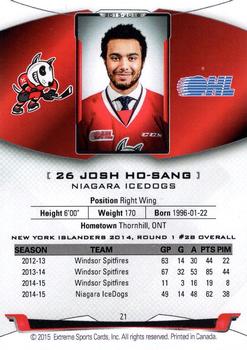 2015-16 Extreme Niagara IceDogs (OHL) #21 Josh Ho-Sang Back