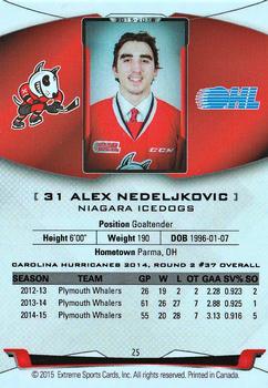 2015-16 Extreme Niagara IceDogs (OHL) #25 Alex Nedeljkovic Back