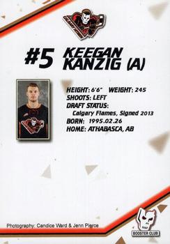 2015-16 Calgary Hitmen (WHL) Booster Club #6 Keegan Kanzig Back