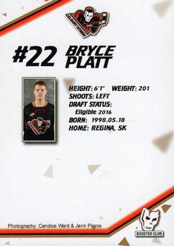 2015-16 Calgary Hitmen (WHL) Booster Club #17 Bryce Platt Back