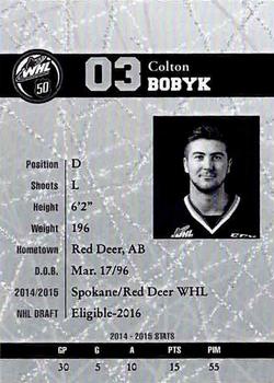 2015-16 Red Deer Rebels (WHL) #NNO Colton Bobyk Back