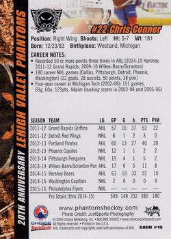 2015-16 Choice Lehigh Valley Phantoms (AHL) #13 Chris Conner Back