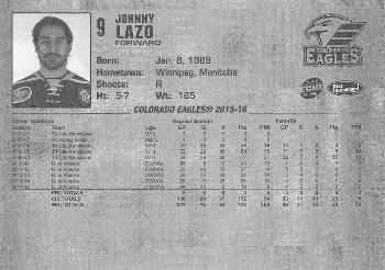 2015-16 Rise Broadband Colorado Eagles (ECHL) #B-03 Johnny Lazo Back
