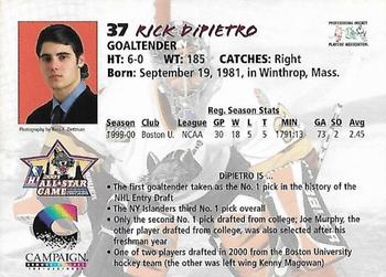 2000-01 Campaign Communications Chicago Wolves (IHL) #NNO Rick DiPietro Back