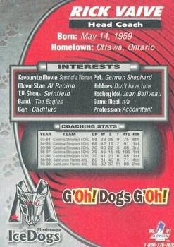 2000-01 Mississauga IceDogs (OHL) #NNO Rick Vaive Back