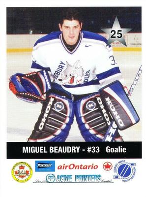 2000-01 Sudbury Wolves (OHL) Police #25 Miguel Beaudry Front