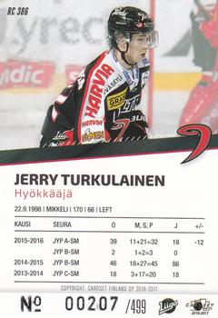 2016-17 Cardset Finland - Rookie Series 2 #RC 386 Jerry Turkulainen Back