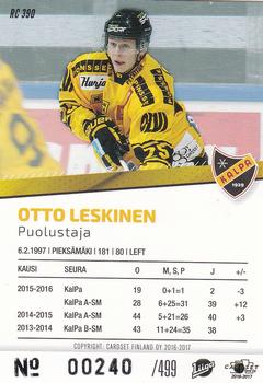 2016-17 Cardset Finland - Rookie Series 2 #RC 390 Otto Leskinen Back