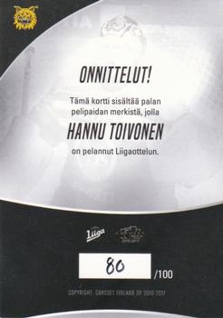 2016-17 Cardset Finland - Patch Series 2 Exchange #PATCH4 Hannu Toivonen Back