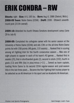 2009-10 Just Sports Photography Binghamton Senators (AHL) #8 Erik Condra Back