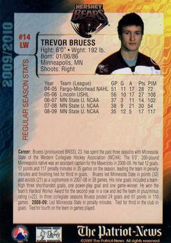2009-10 Hershey Bears (AHL) #NNO Trevor Bruess Back