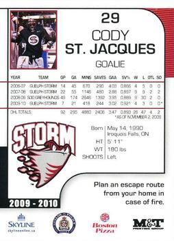 2009-10 M&T Printing Guelph Storm (OHL) #NNO Cody St. Jacques Back