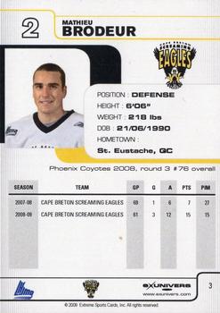 2009-10 Extreme Cape Breton Screaming Eagles (QMJHL) #3 Mathieu Brodeur Back